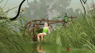 Топла секс! Запален убава самовила и gnome во селото